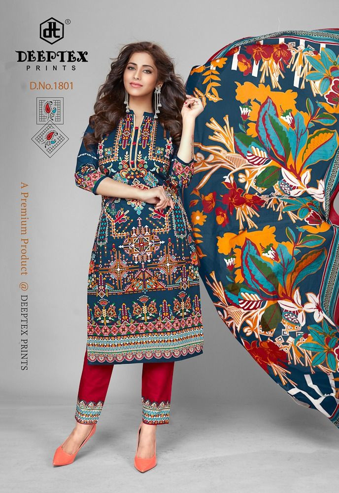 DEEPTEX CHIEF GUEST VOL 18 - 100 % Pure Cotton Printed Churidar Material Suits for Resellers and Retailers