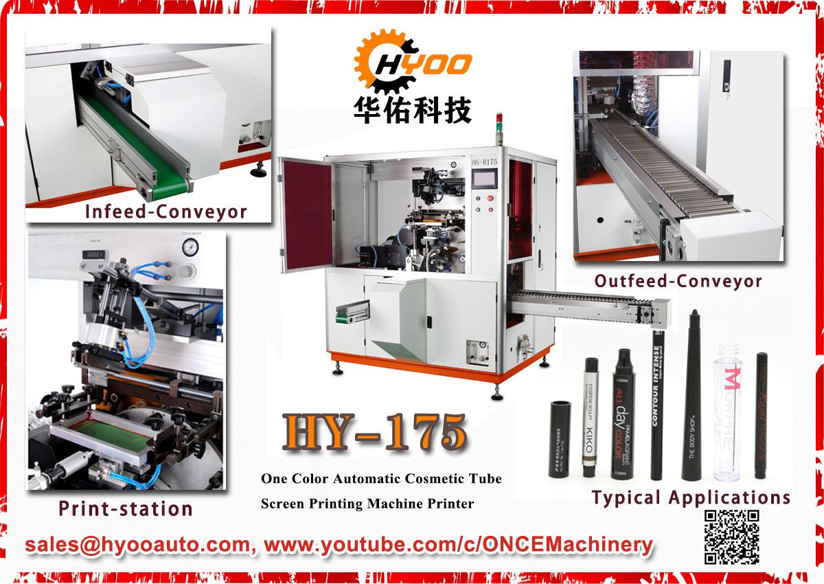 HY-175: One Color Automatic Cosmetic Tube Screen Printing Machine Printer