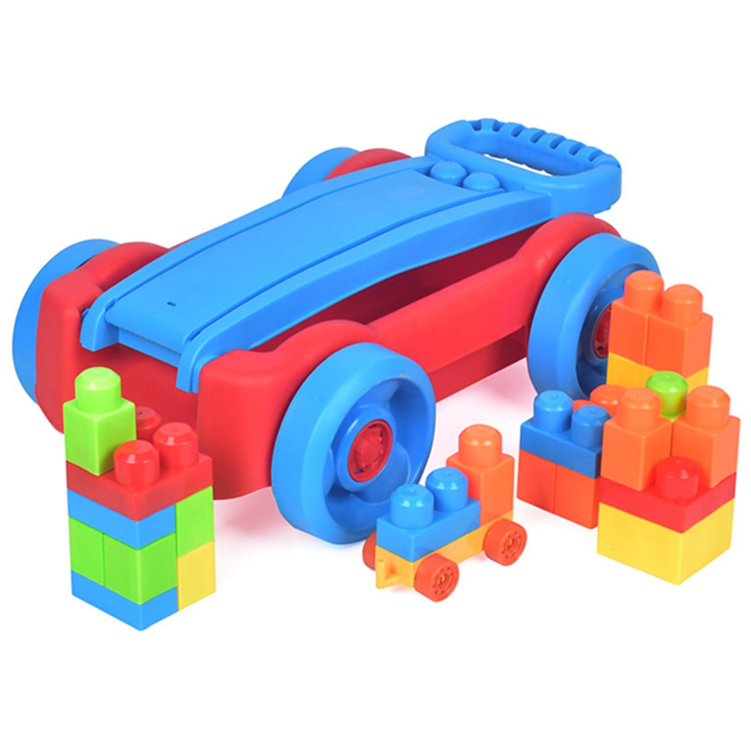 22pcs Puzzle Blocks Trolley Large Plastic Building Bricks