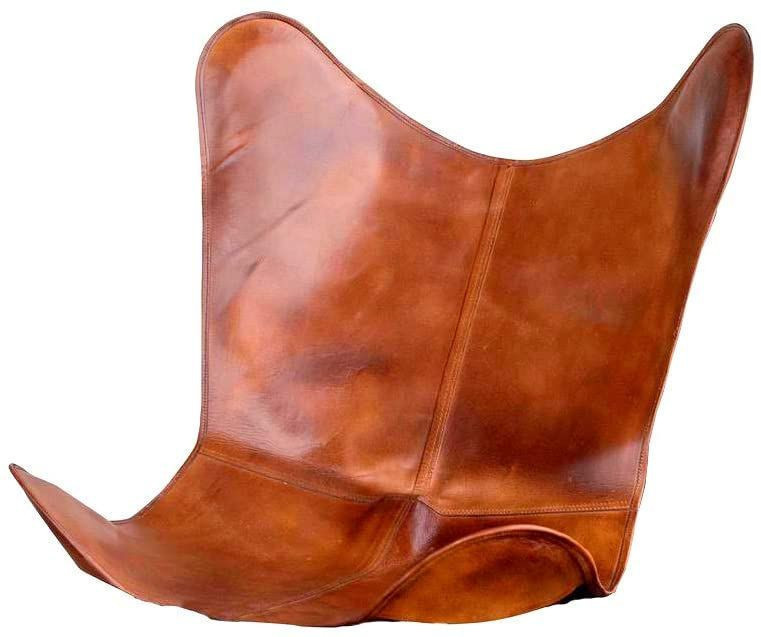 Tuzech Leather Living Room Chairs Cover-Butterfly Chair Brown Cover-Handmade Genuine Leather Cover (Only Cover)