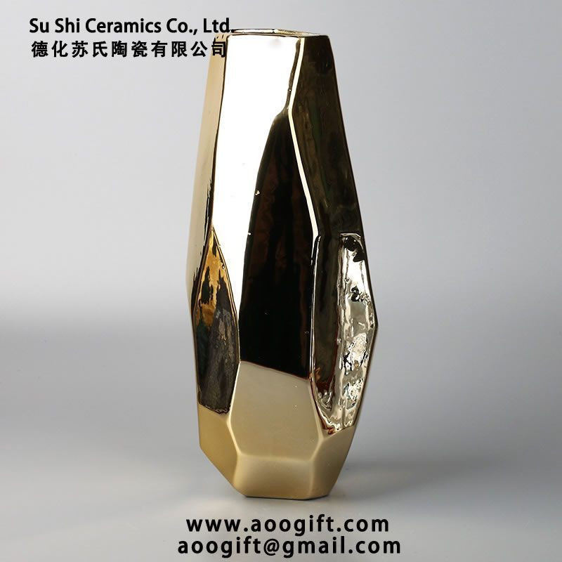 Nordic Light Luxury Style Ceramic Plating Vase