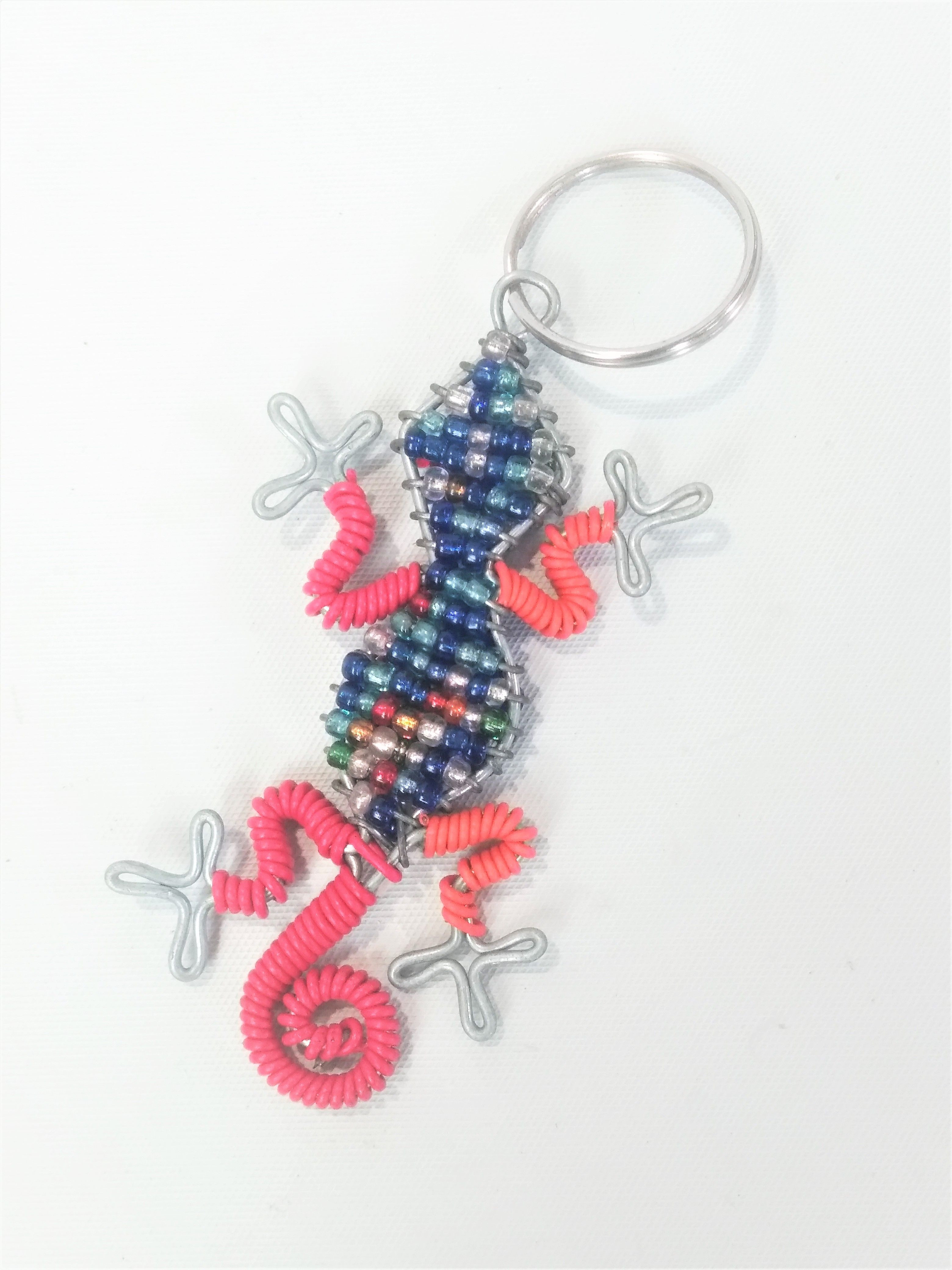 Wire Beaded  Gecko Key rings