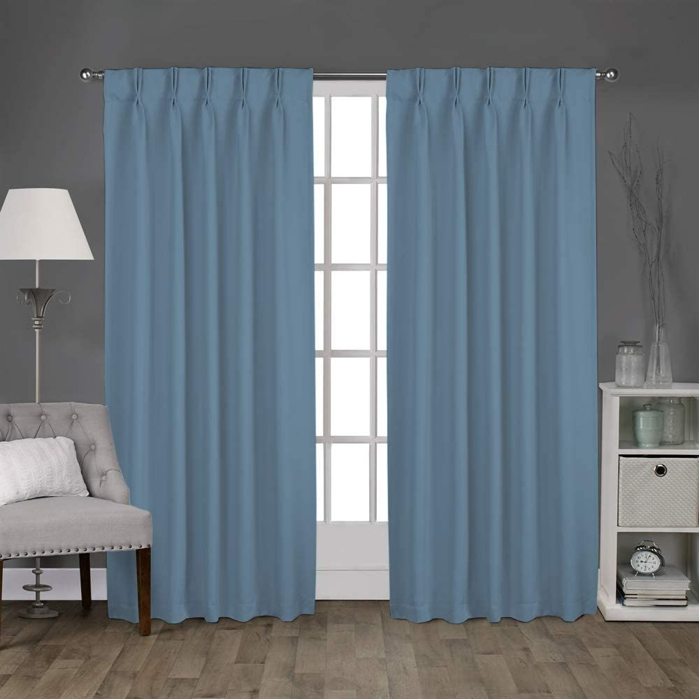Magic Drapes Double Pinch Pleat Curtains Polyester Room Darkening Curtains & draperies W(21"+21") L45 (Aqua Blue)