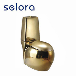 egg shape sanitaryware luxury two piece gold color toilet for sale
