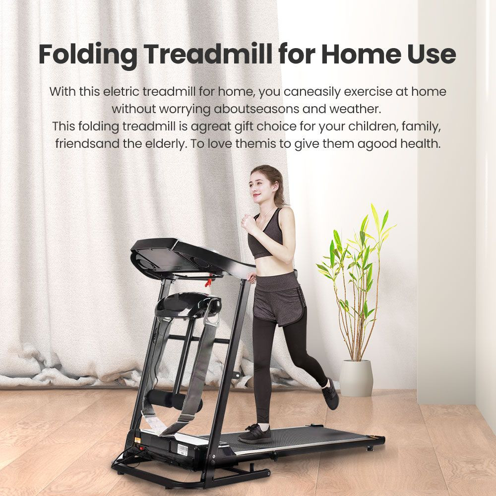 Folding Treadmill for Home Use with Massage Motorized Treadmill