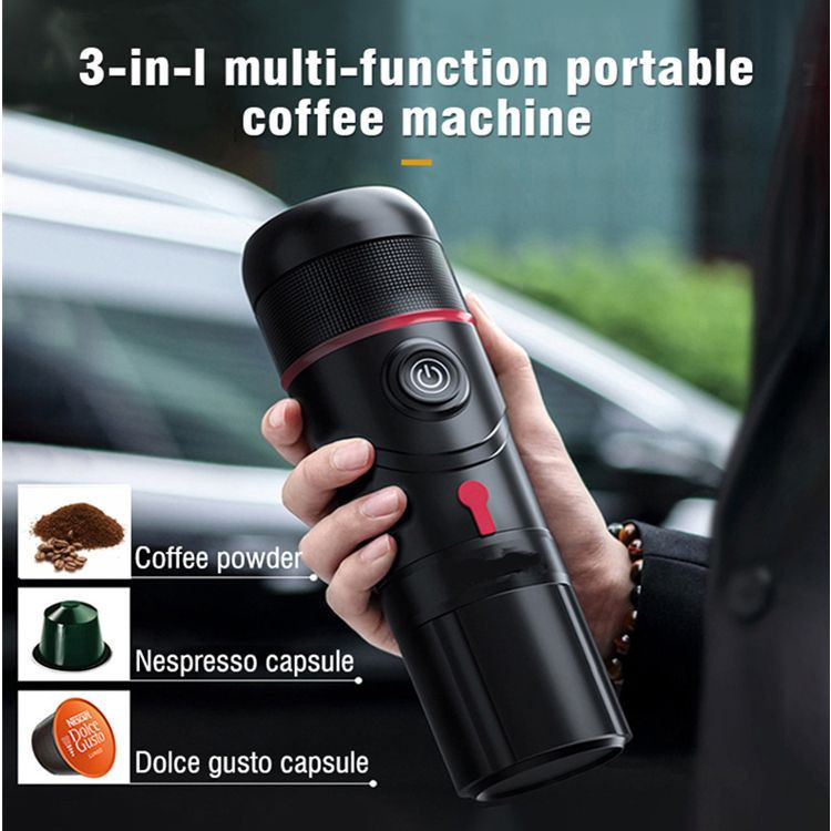Outdoor Use Electric Mini Portable Espresso coffee maker fit Nespresso, Ground coffee and Dolce Gusto