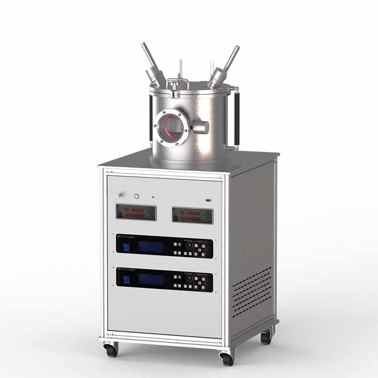 Dual-target RF magnetron sputtering coater with two film thickness gauges