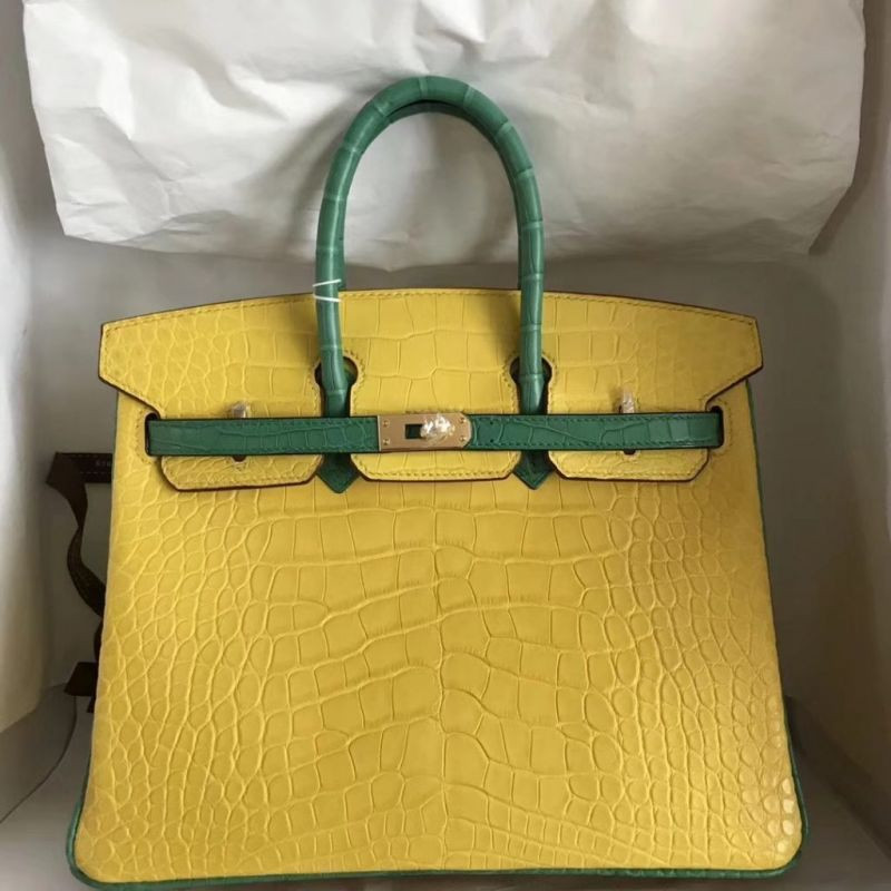 HERMES YELLOW / GREEN CROCODILE MATT