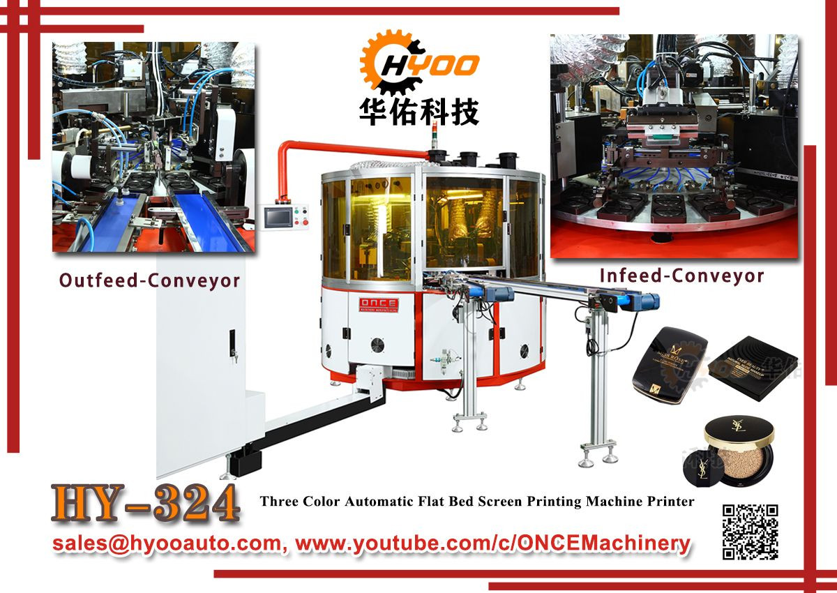 HY-R324: Three Color Automatic Flat Bed Screen Printing Machine Printer