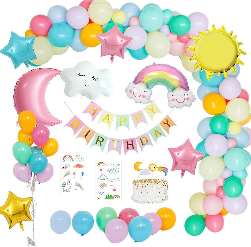 Sun Moon Cloud Sky Theme Banner Arch Kit Aluminum Film Balloon Hot Sale Pink Rainbow Balloon Wholesale