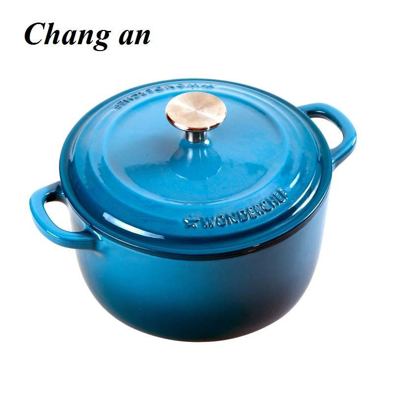 23cm enameled cast iron dutch oven casserole with dual loop handles