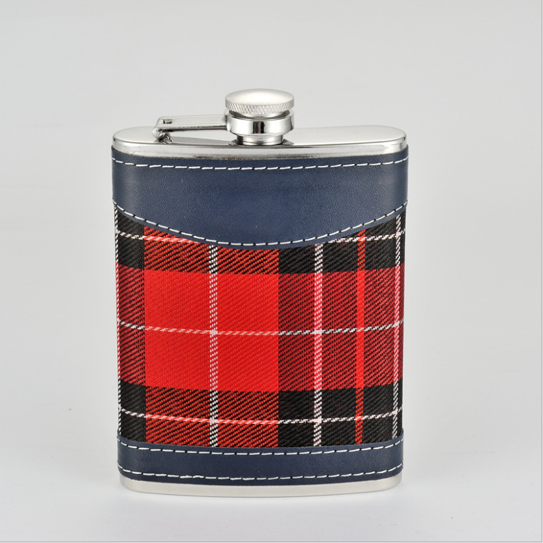 customize leather wrap stainless steel hip flask