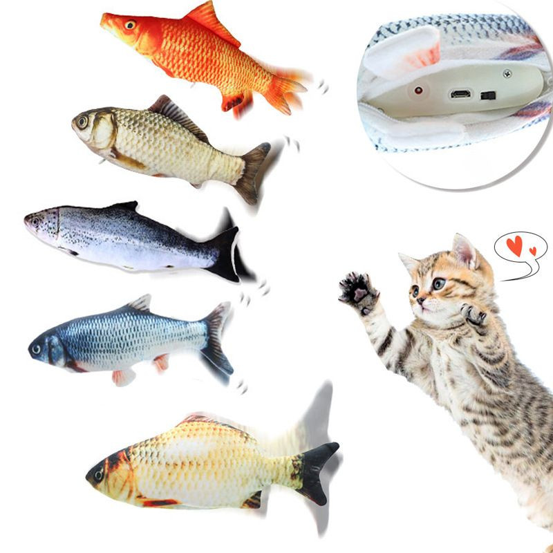 Usb 3d Soft Cute Moving Catnip Floppy automatic Electric Chew Pet Interactive Fish Cat Toy For Cats