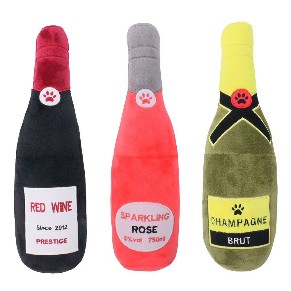 Wholesale Custom Design Plush Bottle Creative Pet Squeaky Toys Dog Chew Toy