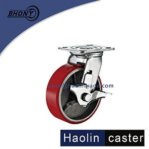 Haolin Iron Core Red PU Caster Wheel